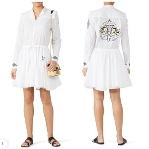 Zadig & Voltaire Ranil White Cotton Embroidered Dress XS Boho Chic Western Mini